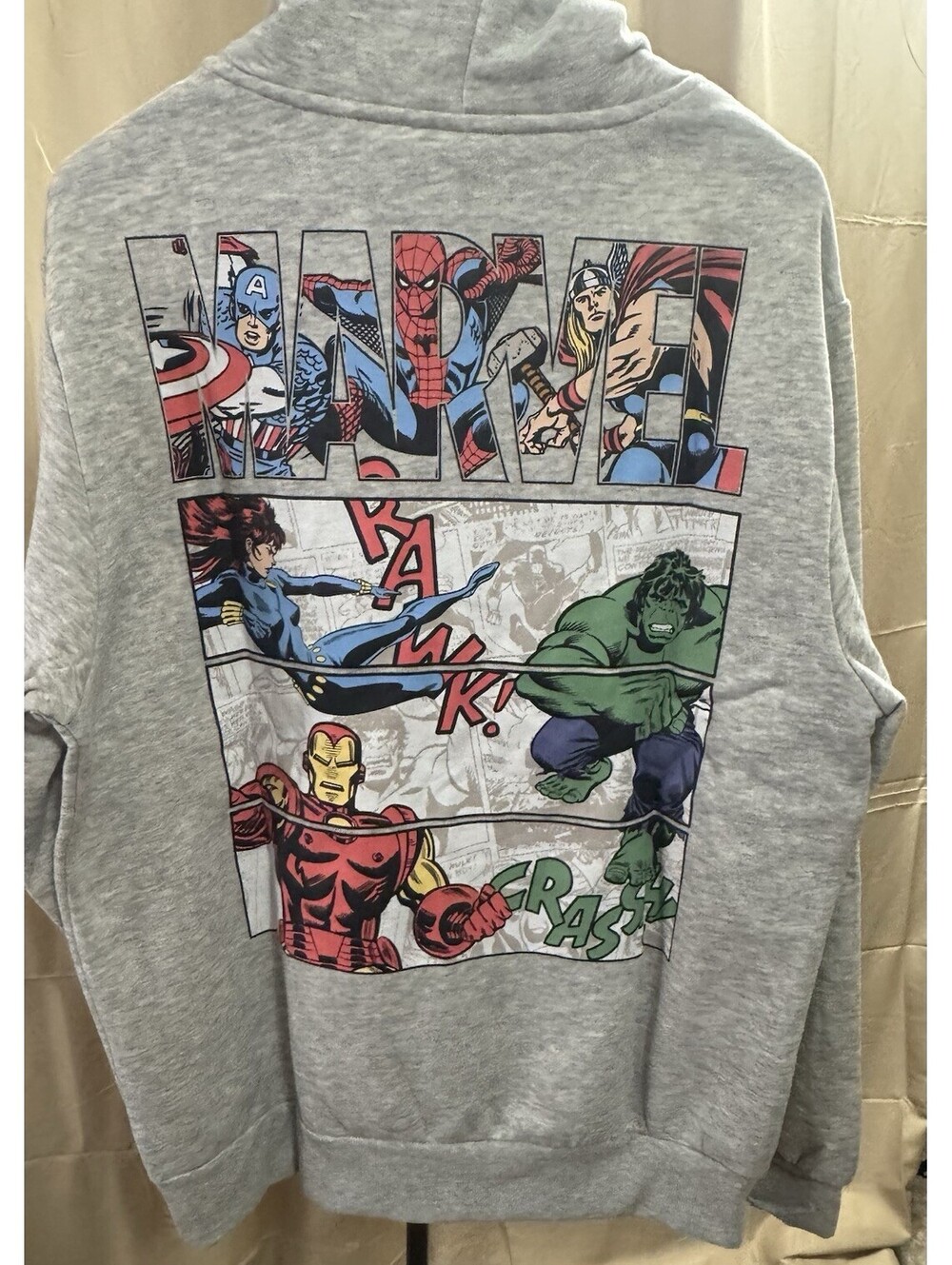 Marvel Avengers Hoodie Mens L Gray Comic Graphic Pullover Sweatshirt Official - Picture 4 of 6